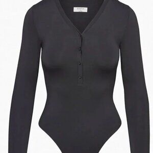 Aritzia Babaton Black Button-Up Bodysuit